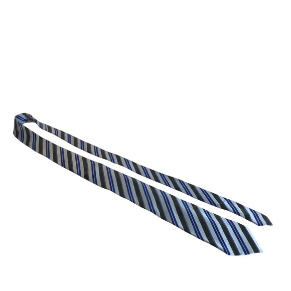 Geoffrey Beene Mens Silk Tie Striped Blue Gray Accessory Office Work Formal Gift - Picture 7 of 7